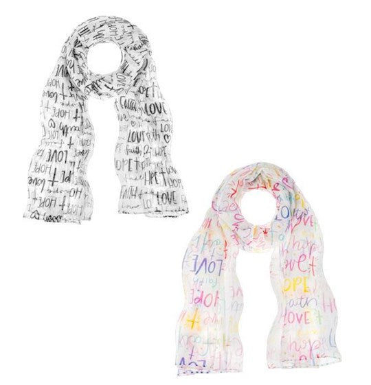 Scarves-Words Of Faith-3 Each Of 2 Assorted (Pack Of 6)