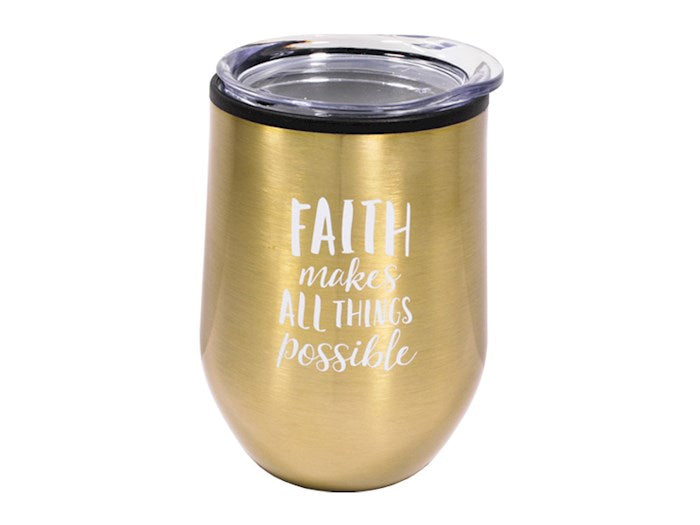 Mug Tumbler-Faith-Gold Stainless (12 Oz)
