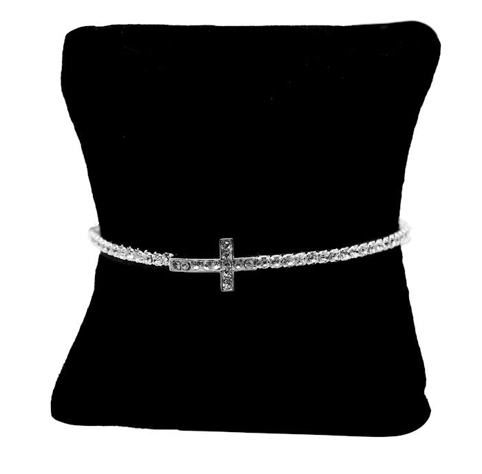 Bracelet-Eden Merry-Cross & Austrian Crystals-Silver
