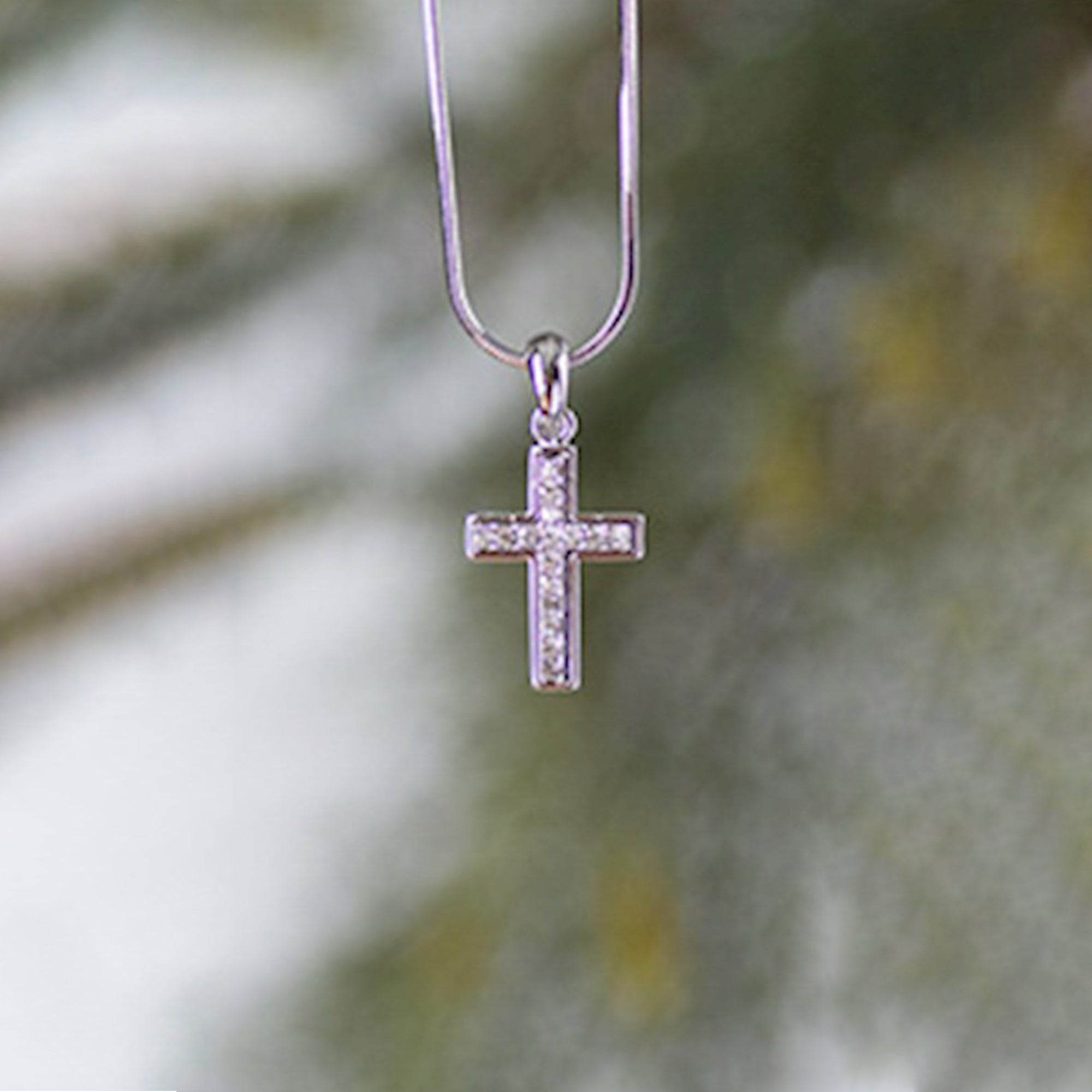 Necklace-Eden Merry-Clear Little Cross Pendant