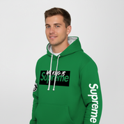 My King Is Supreme Unisex Kelly Green Hoodie with White Hood