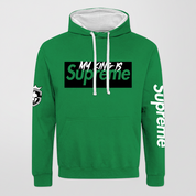 My King Is Supreme Unisex Kelly Green Hoodie with White Hood